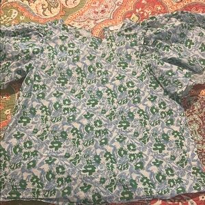 Floral Green and Blue Women's Blouse